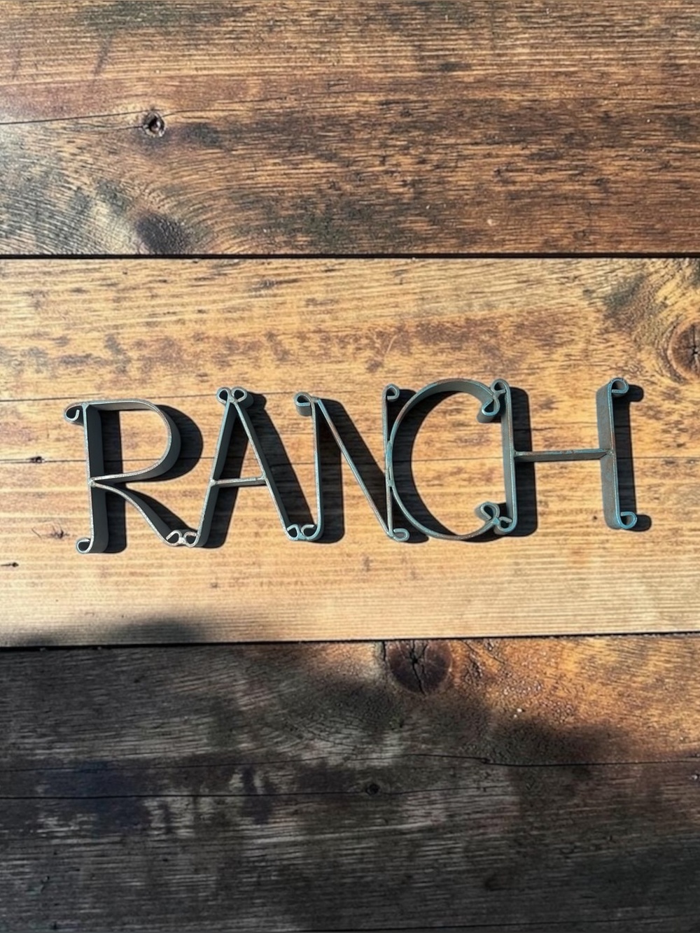 COUNTRY BLUE METAL RANCH SIGN RUSTIC FARMHOUSE DECOR